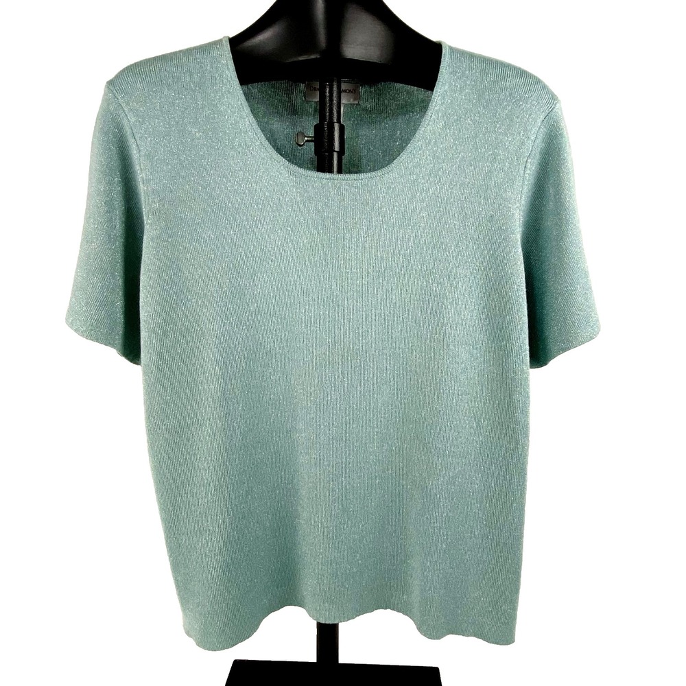 Drapers & Damons Short Sleeve Blouse Shirt Top Womens PXL Teal Soft Shiny Rayon